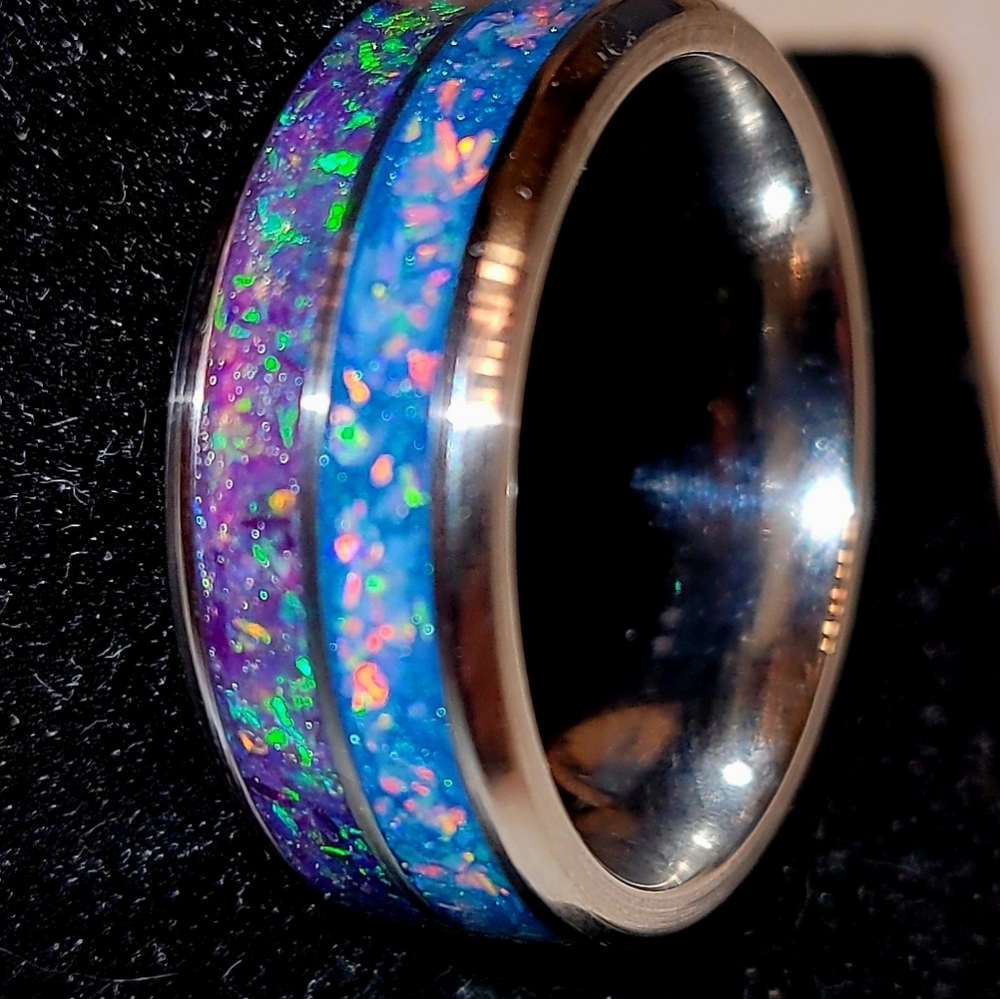 Custom made crushed opal ring